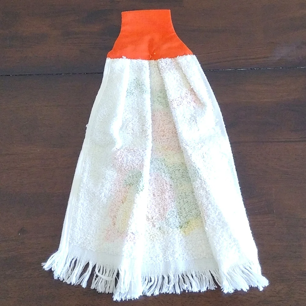 70s Butterfly Happiness kitchen towel dishcloth potholder, oven door towel